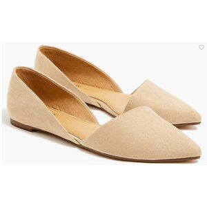 J. Crew Womens Zoe d'Orsay Flats Saddle Beige Faux Suede 8.5 M